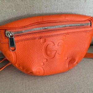 GUCCI Piuma Calfskin Jumbo GG Embossed Small Belt Bag